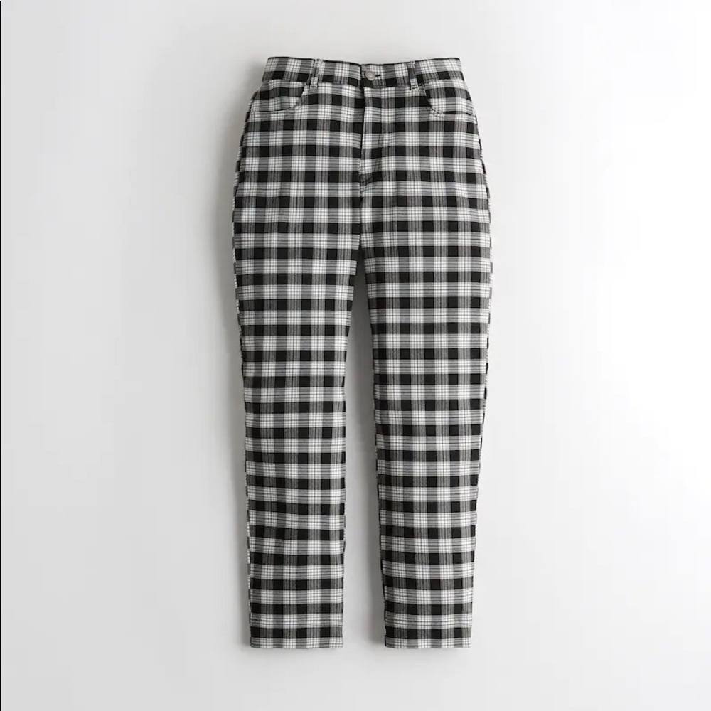 Hollister plaid high rise mom trouser pants